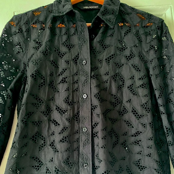 NEIL BARRETT Black Cotton Lace Tunic Top - S - Picture 14 of 16